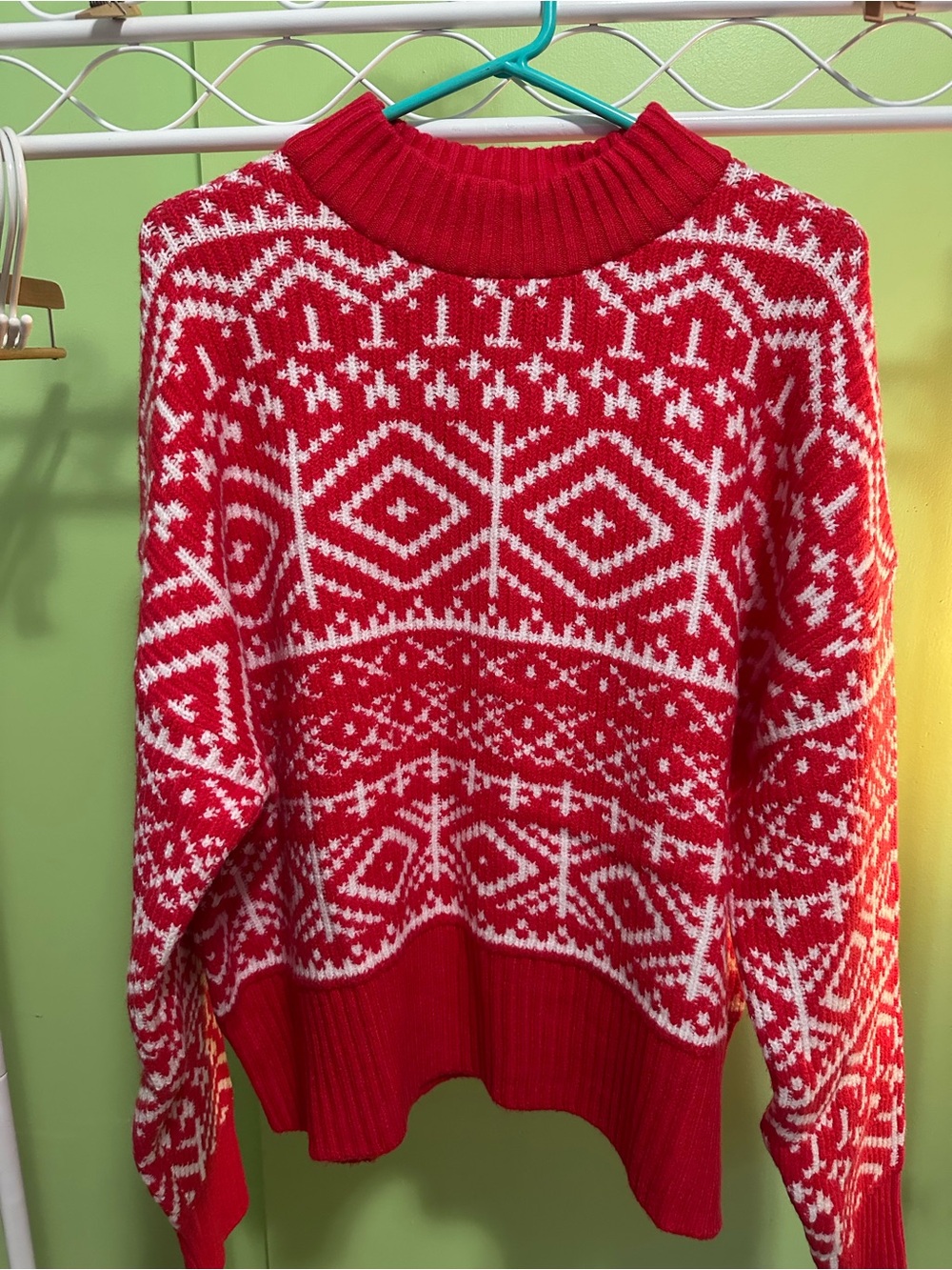 Red & White Fair Isle Knit Sweater